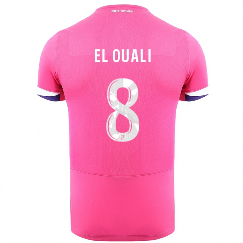 Danxen Bambino Maglia Adam El Ouali #8 Rosa Bianco Kit Gara Away 2025/26 Maglietta