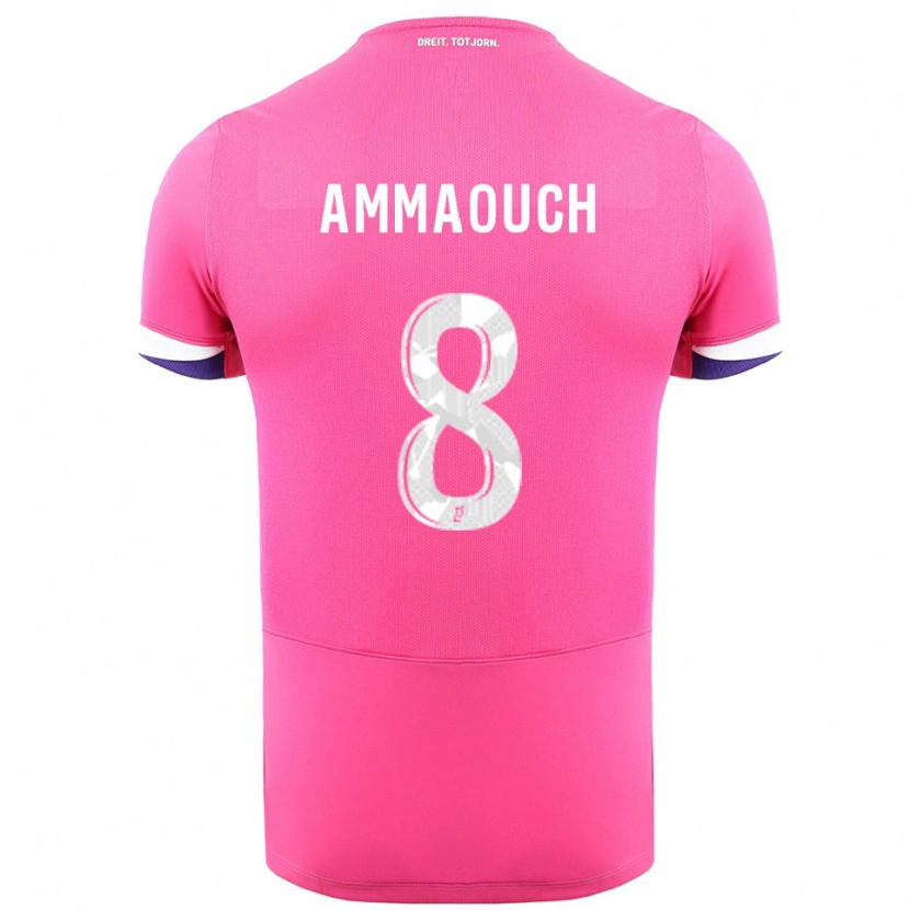 Danxen Bambino Maglia Aymen Amaaouch #8 Rosa Bianco Kit Gara Away 2025/26 Maglietta