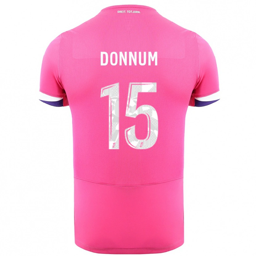 Danxen Bambino Maglia Aron Dønnum #15 Rosa Bianco Kit Gara Away 2025/26 Maglietta