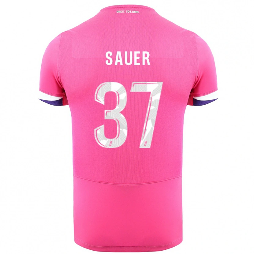 Danxen Bambino Maglia Mario Sauer #37 Rosa Bianco Kit Gara Away 2025/26 Maglietta
