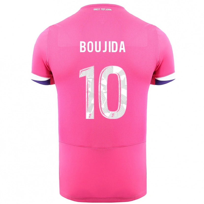 Danxen Bambino Maglia Hamza Boujida #10 Rosa Bianco Kit Gara Away 2025/26 Maglietta