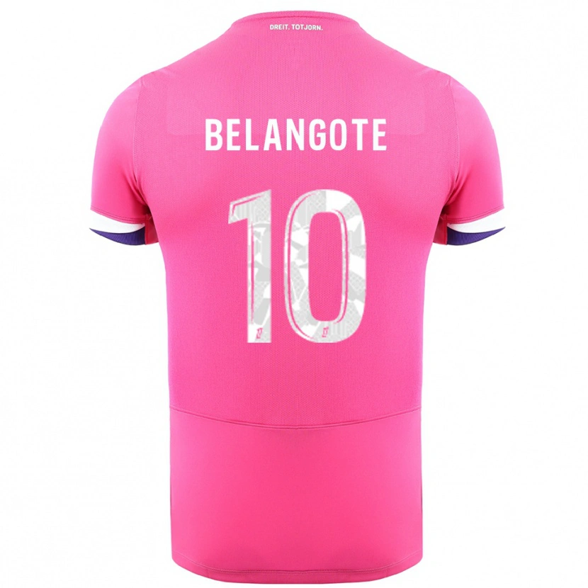 Danxen Bambino Maglia Aël Belangote #10 Rosa Bianco Kit Gara Away 2025/26 Maglietta