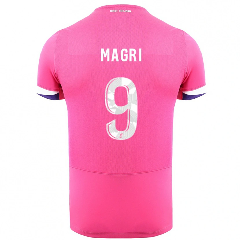 Danxen Bambino Maglia Frank Magri #9 Rosa Bianco Kit Gara Away 2025/26 Maglietta