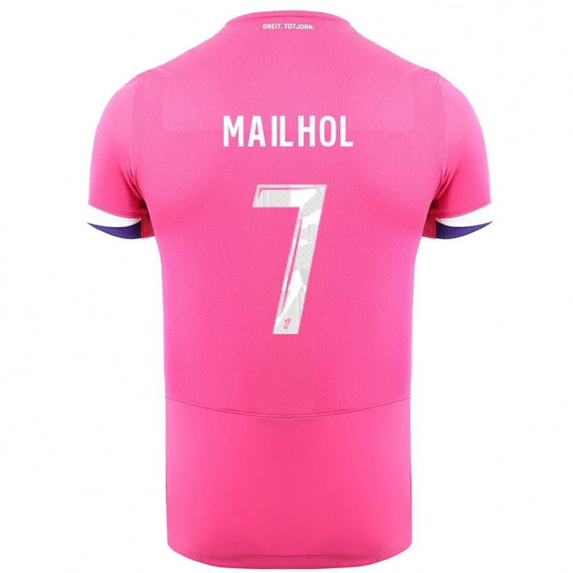 Danxen Bambino Maglia Luca Mailhol #7 Rosa Bianco Kit Gara Away 2025/26 Maglietta