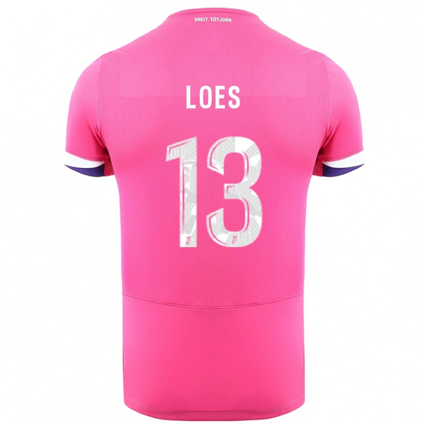 Danxen Bambino Maglia Wayan Loes #13 Rosa Bianco Kit Gara Away 2025/26 Maglietta