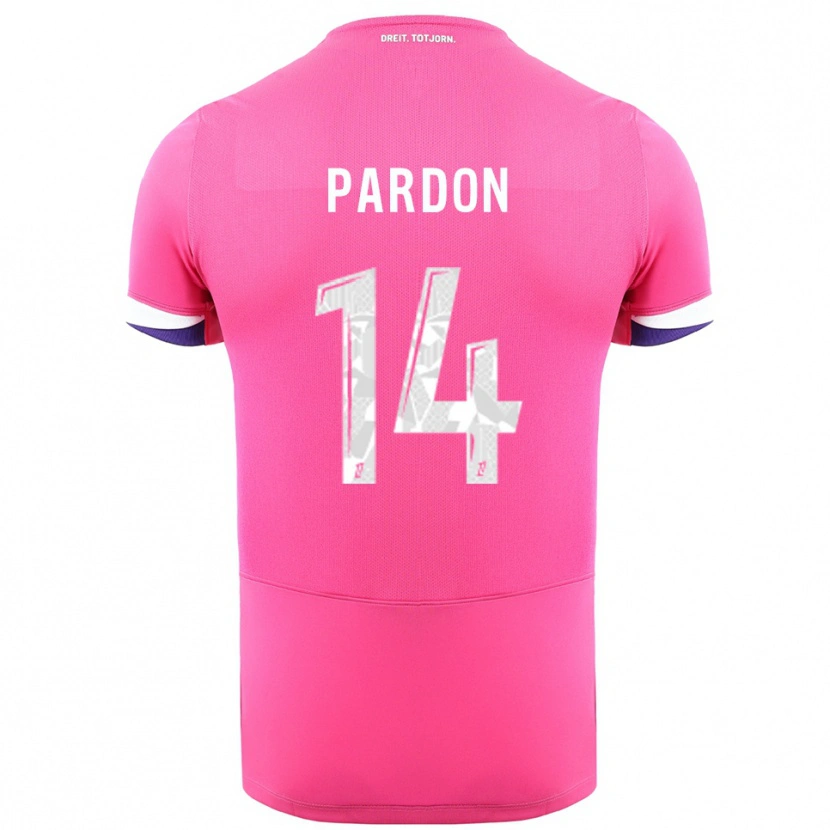Danxen Bambino Maglia Pauline Pardon #14 Rosa Bianco Kit Gara Away 2025/26 Maglietta