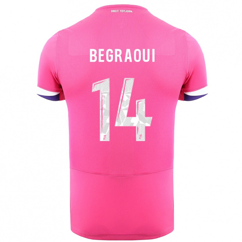 Danxen Bambino Maglia Yanis Begraoui #14 Rosa Bianco Kit Gara Away 2025/26 Maglietta