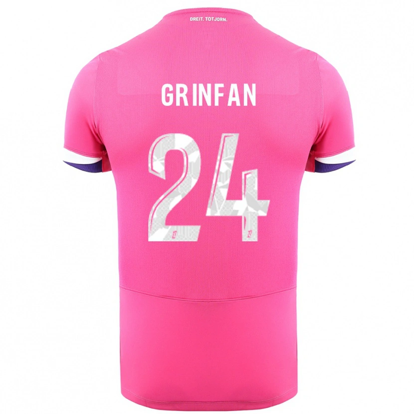 Danxen Bambino Maglia Roma Grinfan #24 Rosa Bianco Kit Gara Away 2025/26 Maglietta