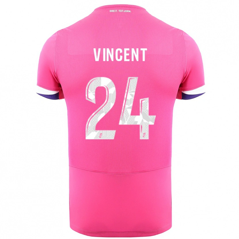 Danxen Bambino Maglia Magalie Vincent #24 Rosa Bianco Kit Gara Away 2025/26 Maglietta