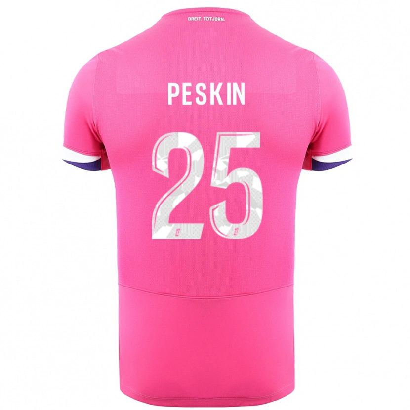 Danxen Bambino Maglia Kelso Peskin #25 Rosa Bianco Kit Gara Away 2025/26 Maglietta