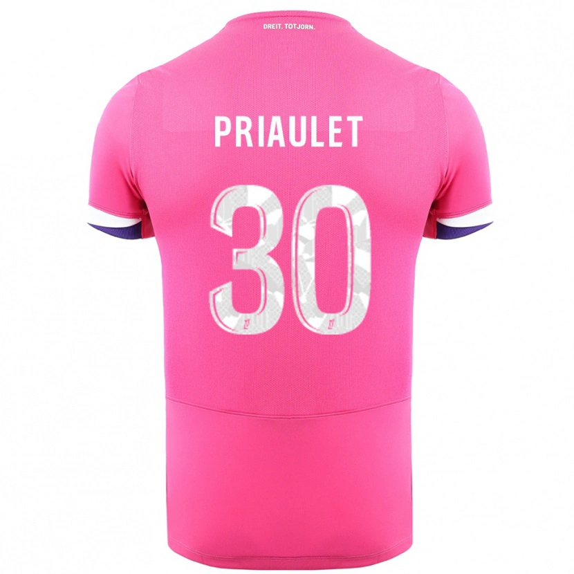 Danxen Bambino Maglia Anaïs Priaulet #30 Rosa Bianco Kit Gara Away 2025/26 Maglietta