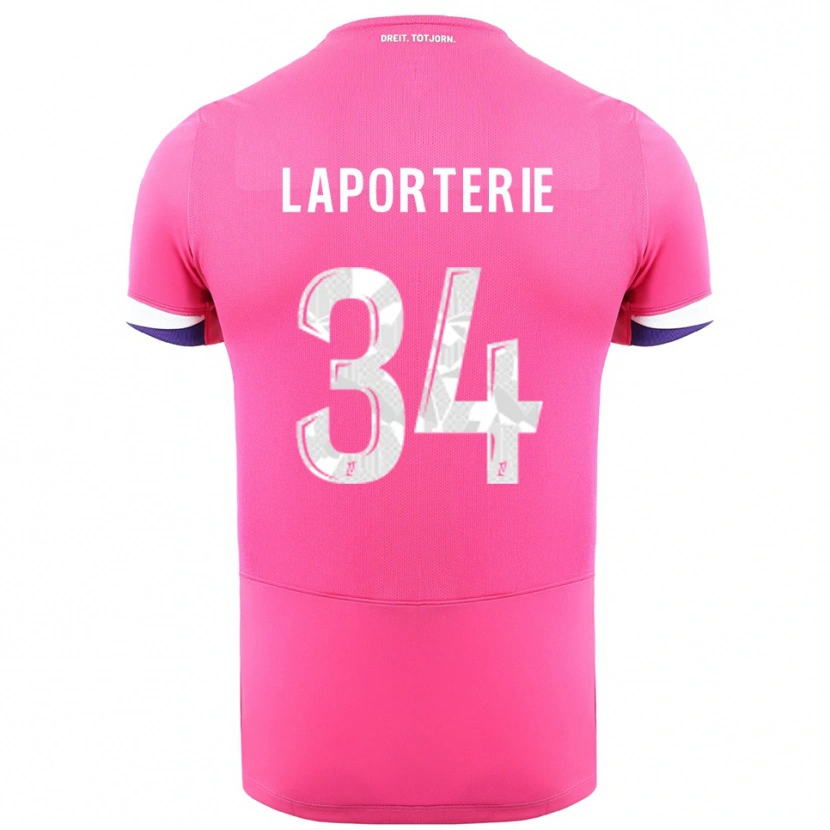 Danxen Bambino Maglia Ambre Laporterie #34 Rosa Bianco Kit Gara Away 2025/26 Maglietta