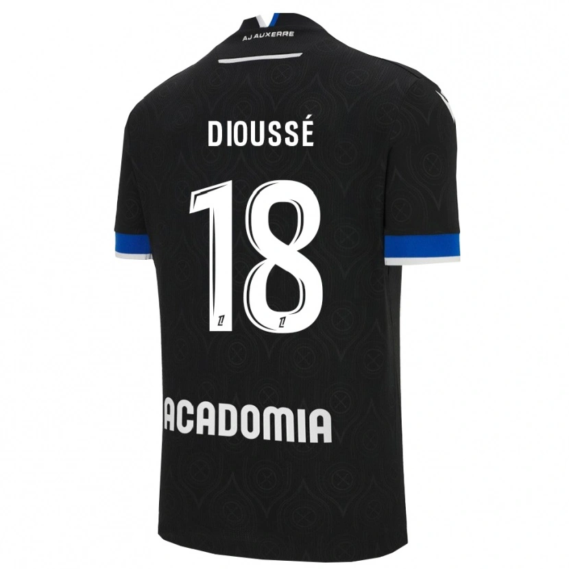 Danxen Bambino Maglia Assane Dioussé #18 Nero Bianco Kit Gara Away 2025/26 Maglietta