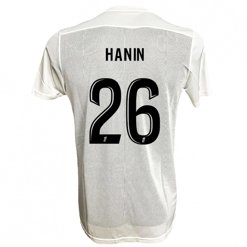 Danxen Bambino Maglia Florent Hanin #26 Nero Bianco Kit Gara Away 2025/26 Maglietta