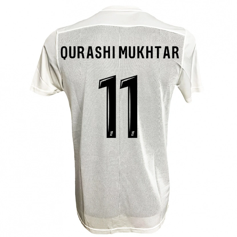 Danxen Bambino Maglia Awab Qurashi Mukhtar #11 Nero Bianco Kit Gara Away 2025/26 Maglietta
