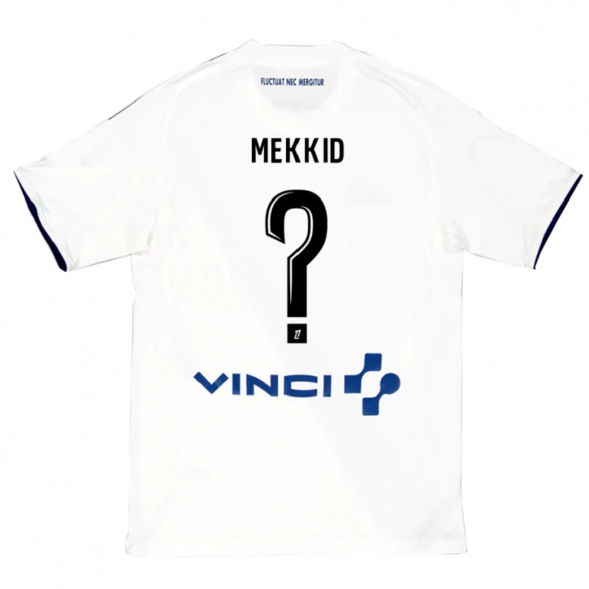 Danxen Bambino Maglia Ayoub Mekkid #0 Bianco Blu Kit Gara Away 2025/26 Maglietta