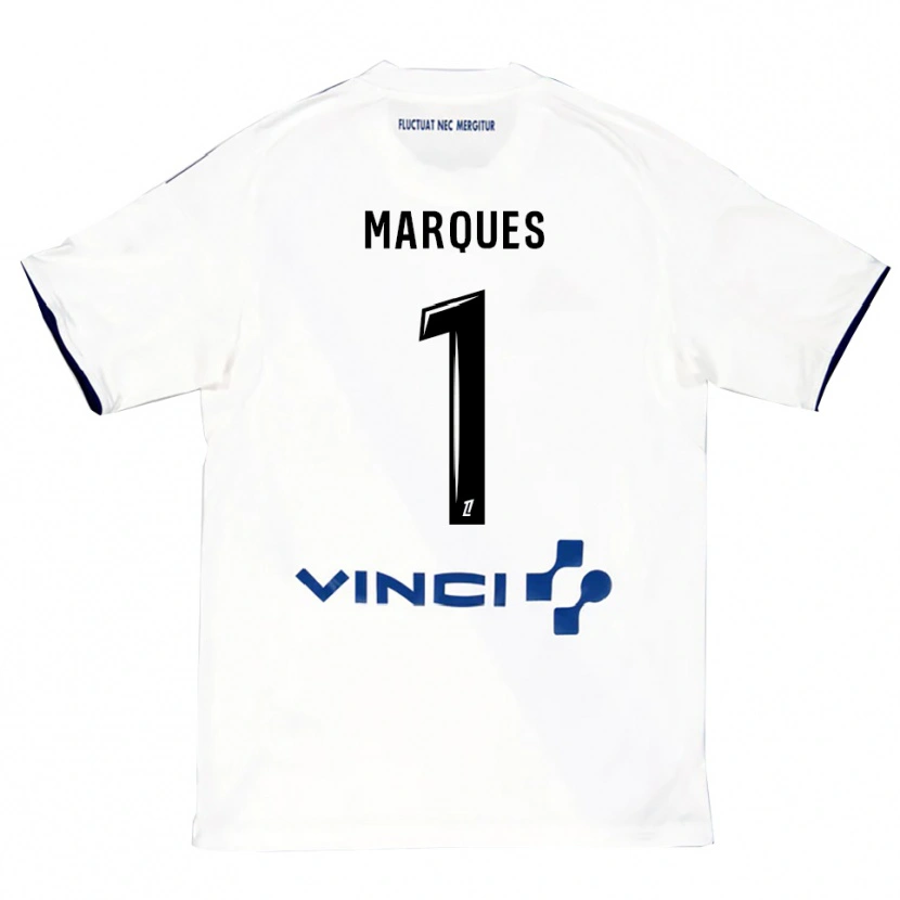 Danxen Bambino Maglia Inès Marques #1 Bianco Blu Kit Gara Away 2025/26 Maglietta