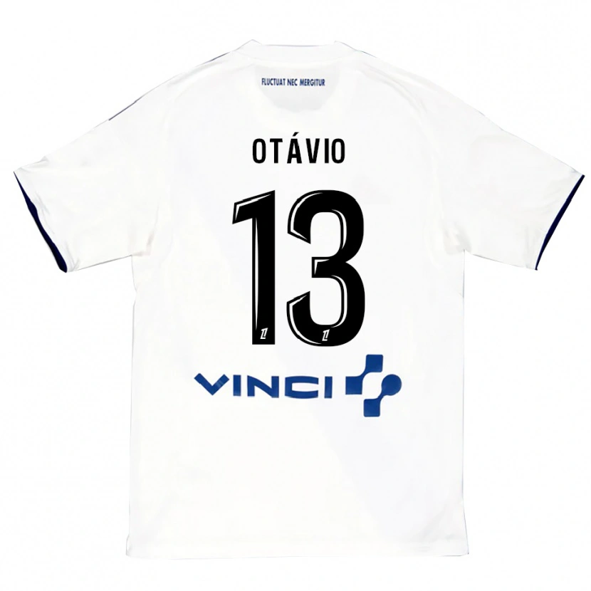 Danxen Bambino Maglia Otávio #13 Bianco Blu Kit Gara Away 2025/26 Maglietta