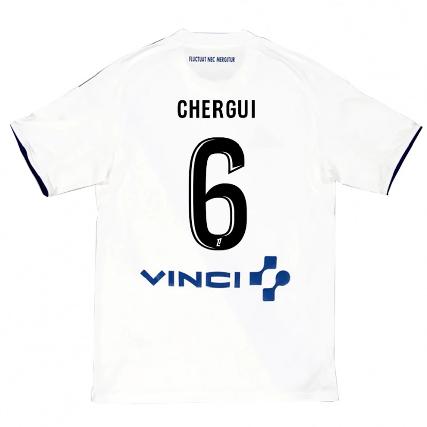 Danxen Bambino Maglia Samir Chergui #6 Bianco Blu Kit Gara Away 2025/26 Maglietta