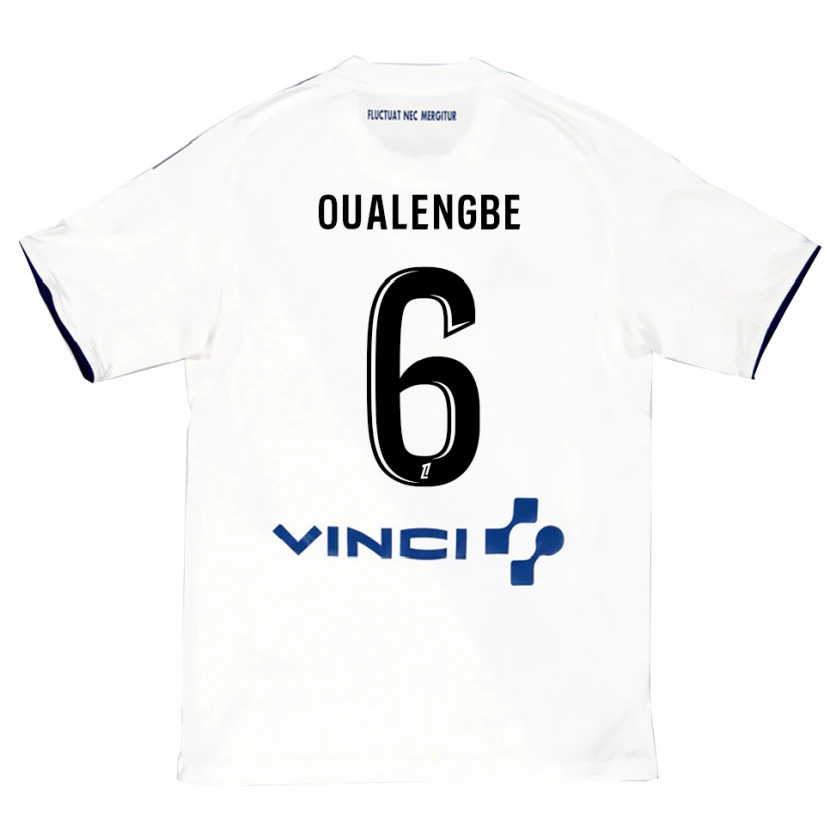 Danxen Bambino Maglia Gabriel Oualengbe #6 Bianco Blu Kit Gara Away 2025/26 Maglietta
