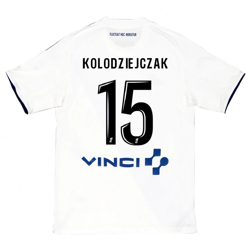 Danxen Bambino Maglia Timothée Kolodziejczak #15 Bianco Blu Kit Gara Away 2025/26 Maglietta
