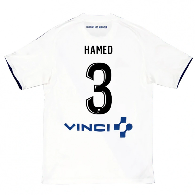 Danxen Bambino Maglia Noah Hamed #3 Bianco Blu Kit Gara Away 2025/26 Maglietta
