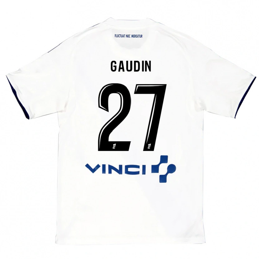 Danxen Bambino Maglia Jules Gaudin #27 Bianco Blu Kit Gara Away 2025/26 Maglietta