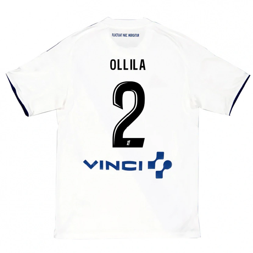 Danxen Bambino Maglia Tuomas Ollila #2 Bianco Blu Kit Gara Away 2025/26 Maglietta