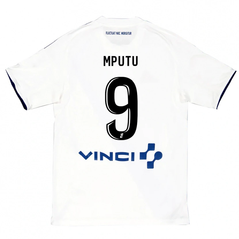 Danxen Bambino Maglia Obed Mputu #9 Bianco Blu Kit Gara Away 2025/26 Maglietta