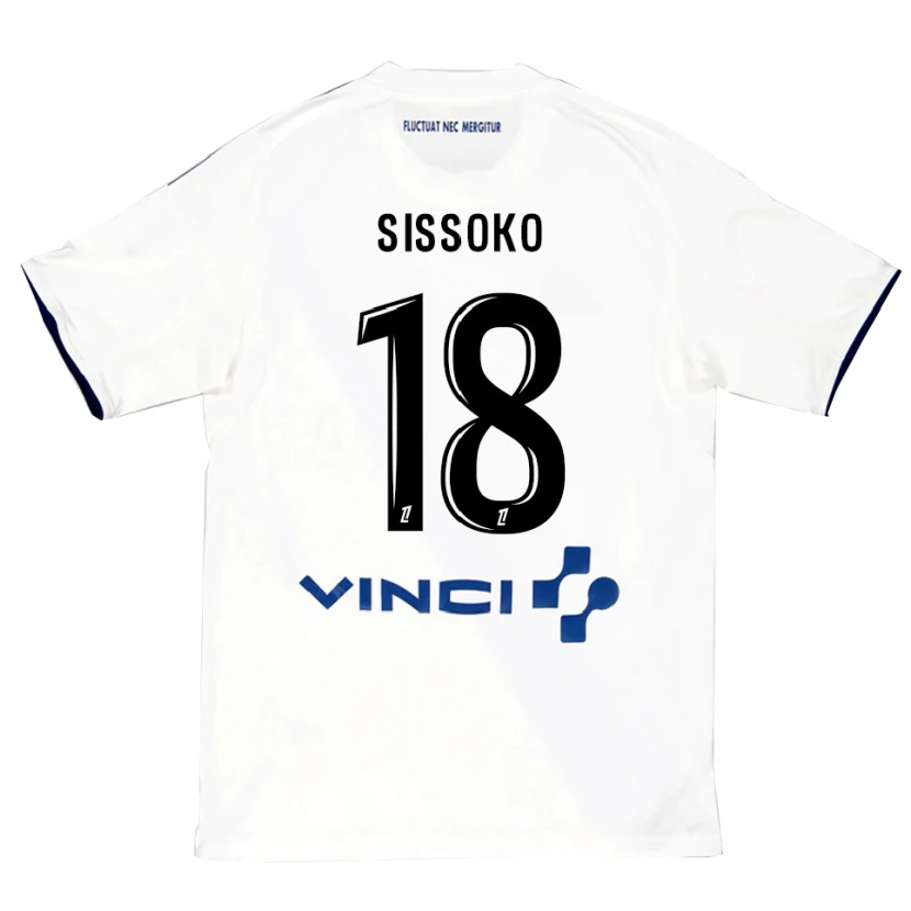 Danxen Bambino Maglia Omar Sissoko #18 Bianco Blu Kit Gara Away 2025/26 Maglietta