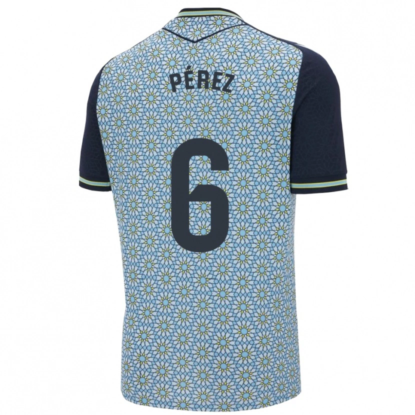 Danxen Bambino Maglia René Pérez #6 Blu Blu Scuro Kit Gara Away 2025/26 Maglietta