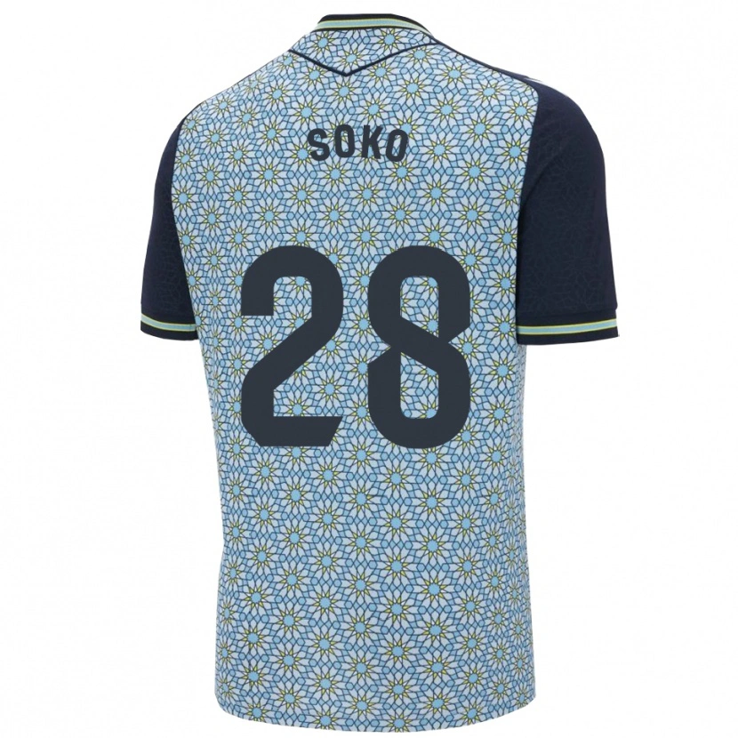 Danxen Bambino Maglia Patrick Soko #28 Blu Blu Scuro Kit Gara Away 2025/26 Maglietta