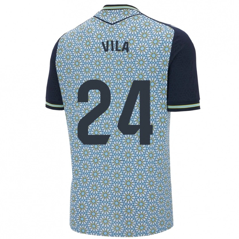 Danxen Bambino Maglia Nacho Vila #24 Blu Blu Scuro Kit Gara Away 2025/26 Maglietta