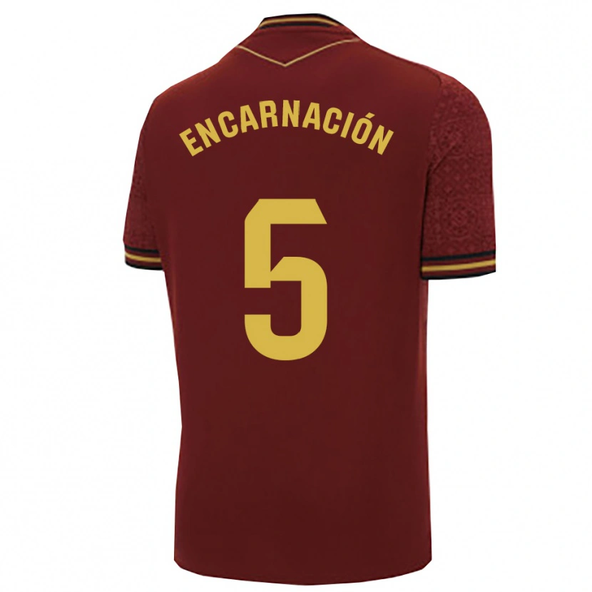 Danxen Bambino Maglia Encarnación Picardo Amaya #5 Borgogna Oro Kit Gara Away 2025/26 Maglietta
