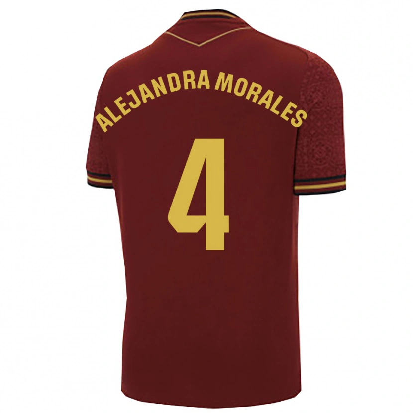 Danxen Bambino Maglia Alejandra Morales Calvente #4 Borgogna Oro Kit Gara Away 2025/26 Maglietta