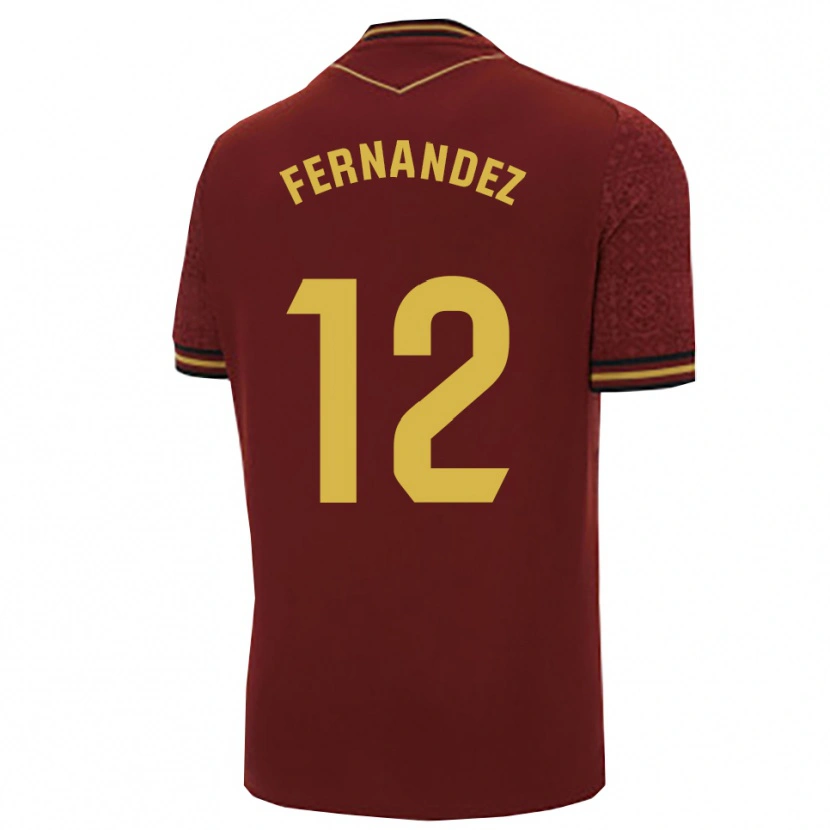 Danxen Bambino Maglia Sandra Fernández León #12 Borgogna Oro Kit Gara Away 2025/26 Maglietta
