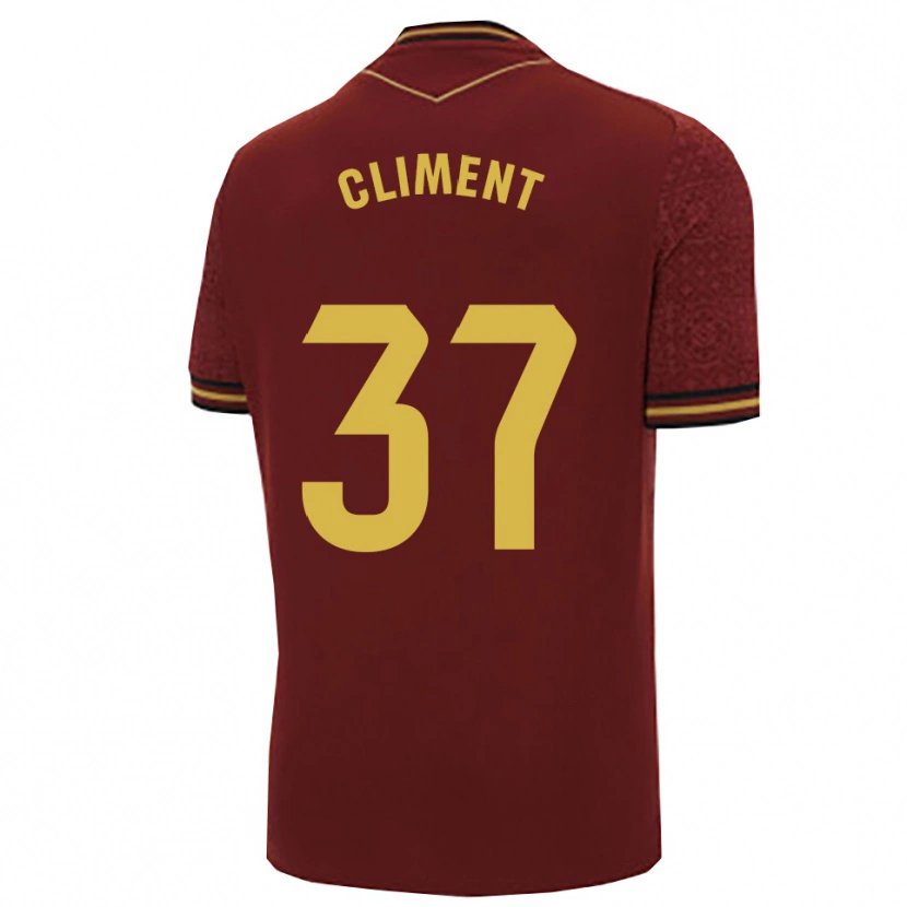 Danxen Bambino Maglia Mario Climent #37 Borgogna Oro Kit Gara Away 2025/26 Maglietta