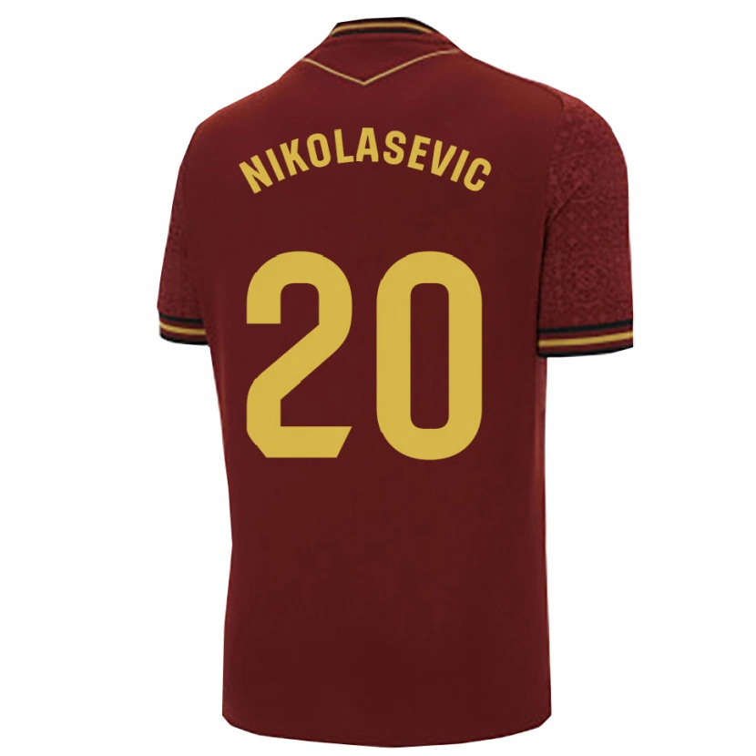 Danxen Bambino Maglia Mirko Nikolasevic #20 Borgogna Oro Kit Gara Away 2025/26 Maglietta