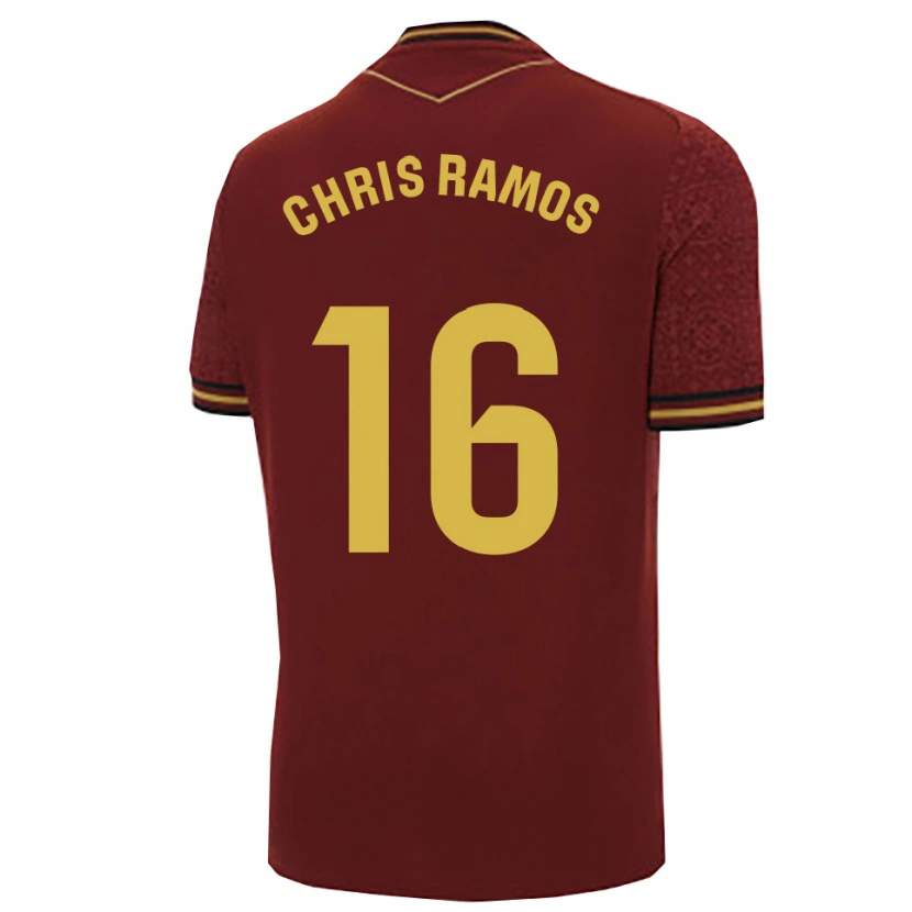 Danxen Bambino Maglia Chris Ramos #16 Borgogna Oro Kit Gara Away 2025/26 Maglietta