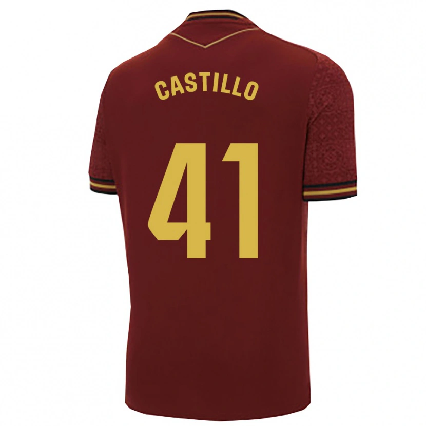 Danxen Bambino Maglia Francis Castillo #41 Borgogna Oro Kit Gara Away 2025/26 Maglietta