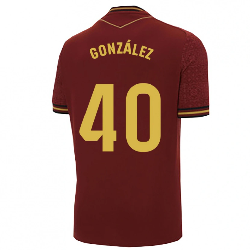 Danxen Bambino Maglia José González #40 Borgogna Oro Kit Gara Away 2025/26 Maglietta