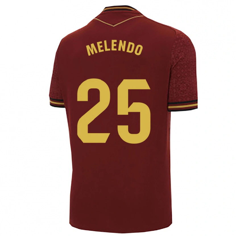 Danxen Bambino Maglia Óscar Melendo #25 Borgogna Oro Kit Gara Away 2025/26 Maglietta
