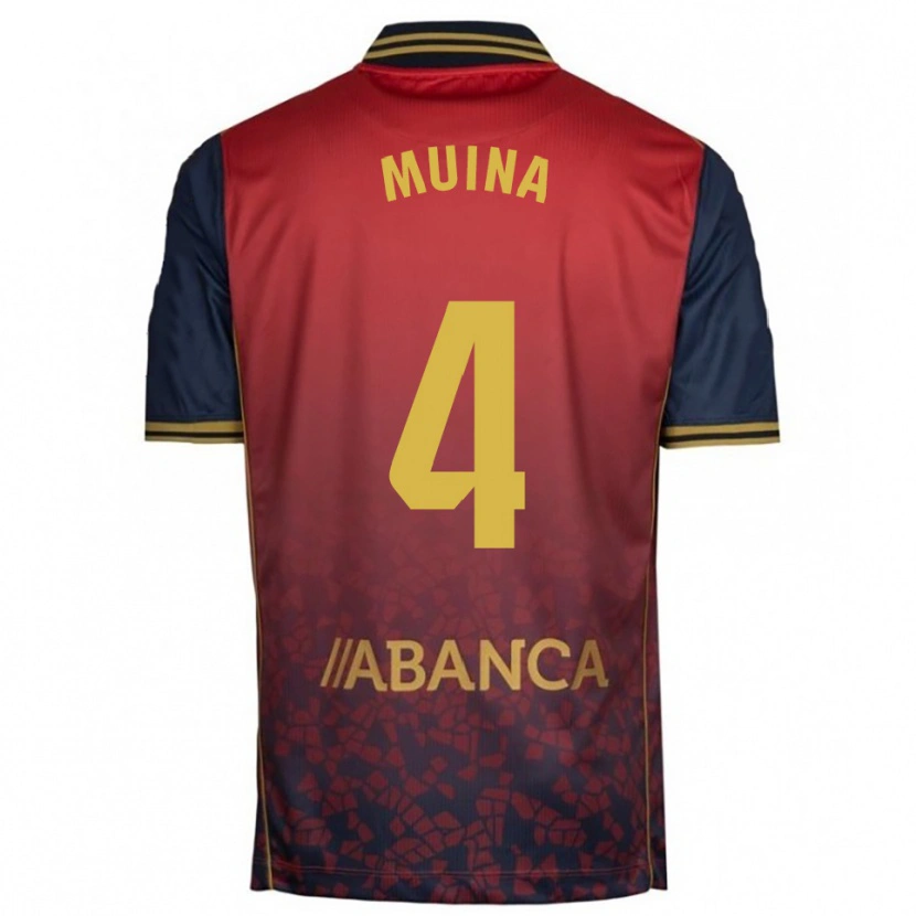 Danxen Bambino Maglia Henar Muiña #4 Rosso Blu Scuro Kit Gara Away 2025/26 Maglietta