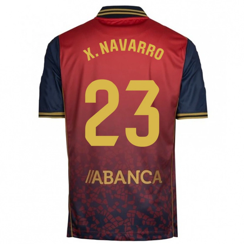 Danxen Bambino Maglia Ximo Navarro #23 Rosso Blu Scuro Kit Gara Away 2025/26 Maglietta
