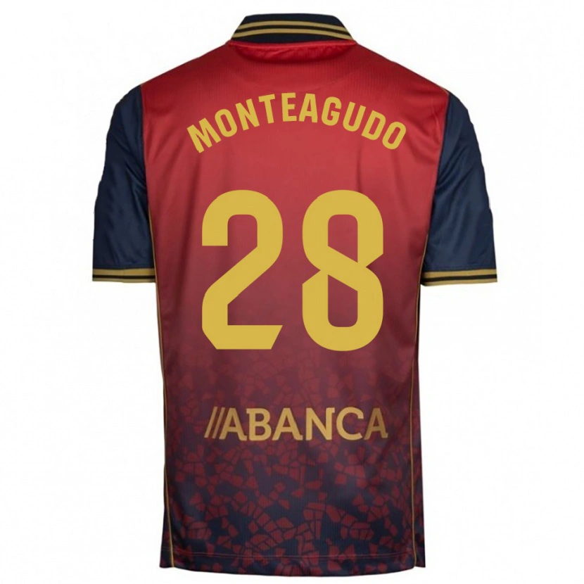 Danxen Bambino Maglia Paula Monteagudo #28 Rosso Blu Scuro Kit Gara Away 2025/26 Maglietta