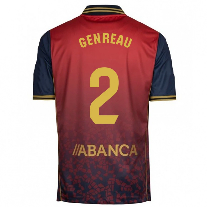 Danxen Bambino Maglia Denis Genreau #2 Rosso Blu Scuro Kit Gara Away 2025/26 Maglietta