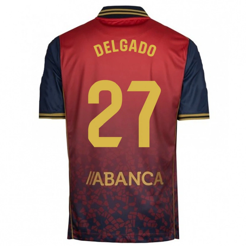 Danxen Bambino Maglia Álex Delgado #27 Rosso Blu Scuro Kit Gara Away 2025/26 Maglietta