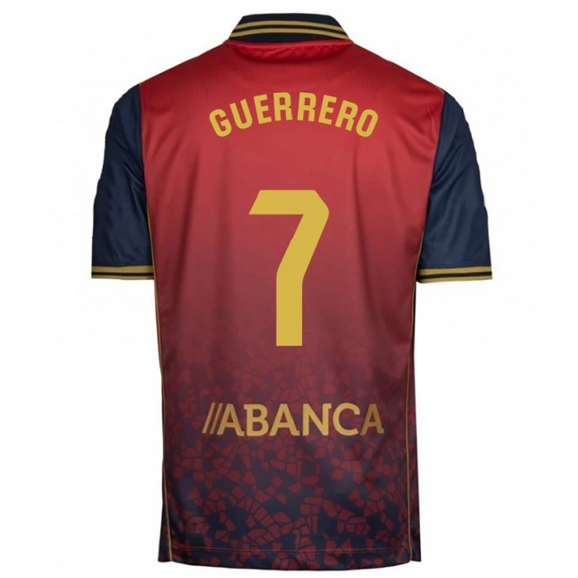 Danxen Bambino Maglia Adrián Guerrero #7 Rosso Blu Scuro Kit Gara Away 2025/26 Maglietta