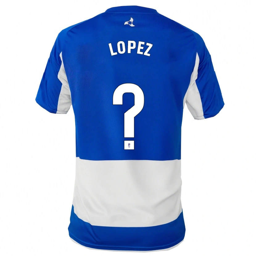 Danxen Bambino Maglia Hugo López #0 Blu Bianco Kit Gara Away 2025/26 Maglietta