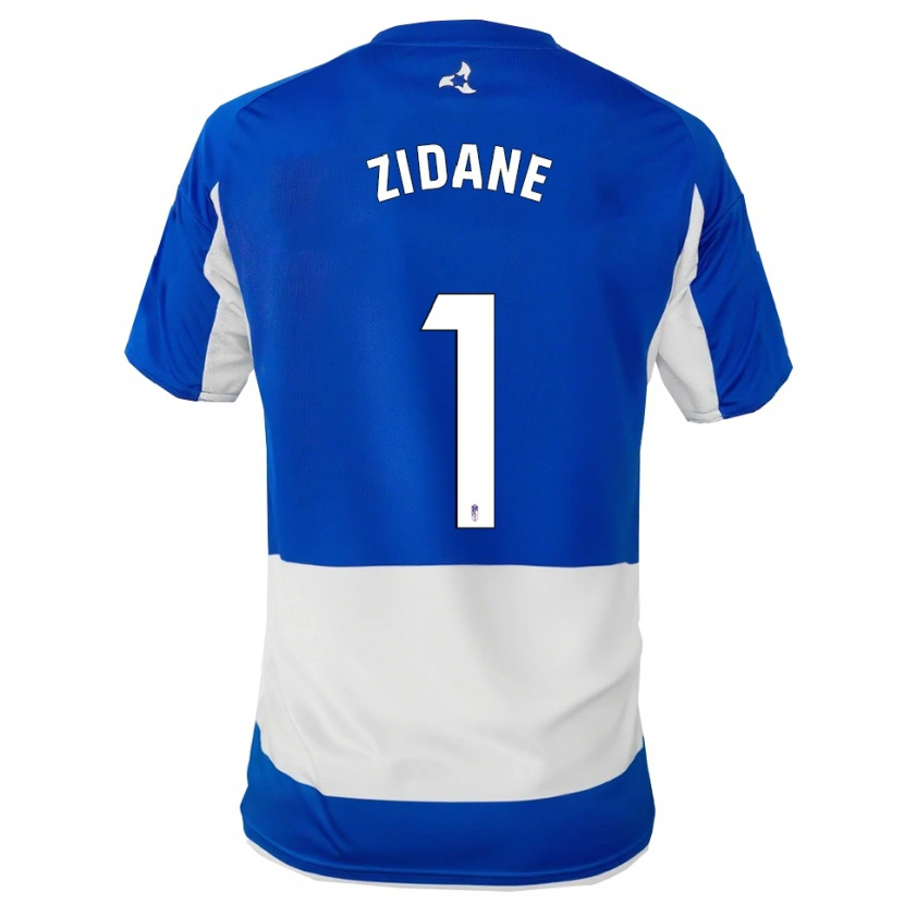 Danxen Bambino Maglia Luca Zidane #1 Blu Bianco Kit Gara Away 2025/26 Maglietta